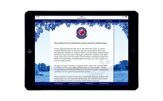 Screenshot Webdesign Ebbelwoi Unser / iPad Landscape