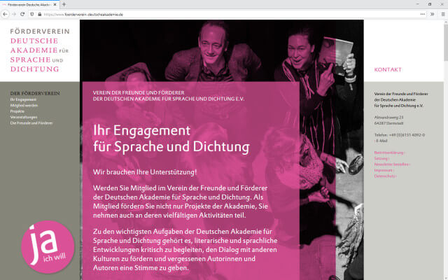 Screenshot Förderverein Deutsche Akademie / Webdesign / One-Pager